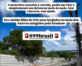 Motorista fica sem gasolina e deixa passageiro com filha de 3 anos em área afetada pela Braskem; vídeo