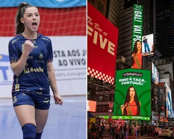 Atleta afastada do futsal por conteúdo adulto estrela outdoor na Times Square