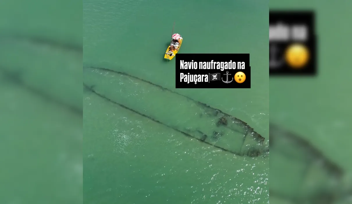 Naufrágio chama a atenção de banhistas e mergulhadores na Pajuçara