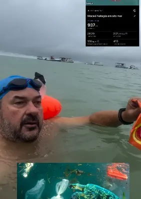 Nadador encontra lixo na praia de Maceió e alerta para riscos às tartarugas
