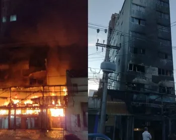Imagens mostram momento em que incêndio atinge prédio e mata casal de idosos