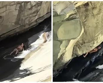 Mulher perde controle em toboágua natural e se choca contra pedras nos EUA