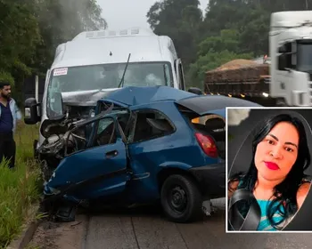 Vídeo: Professora morre em colisão entre van e carro na BR-116