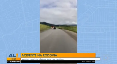 Vídeo impressionante mostra colisão entre carro e caminhão entre Anadia e Maribondo
