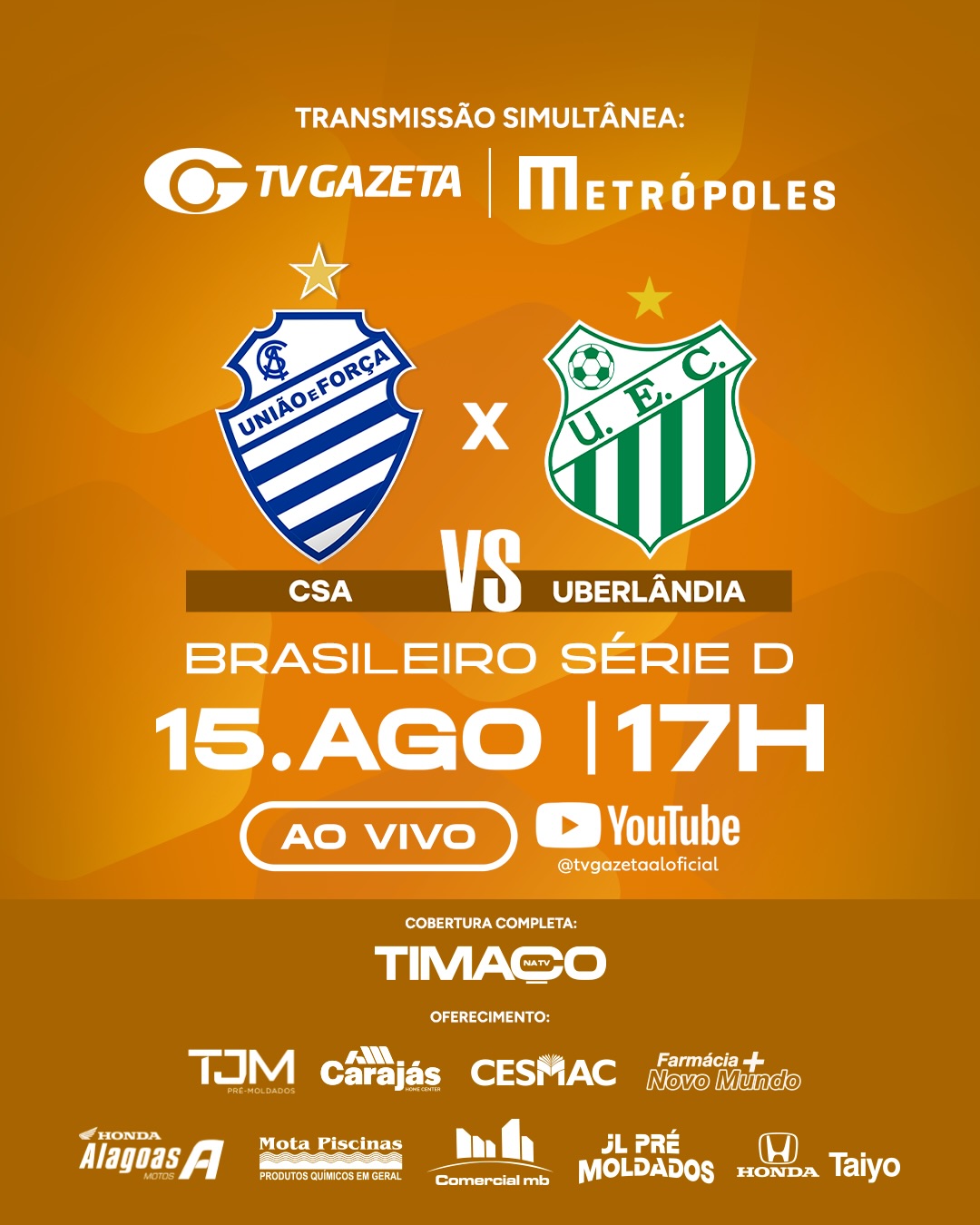 Transmissão ao vivo de CSA x Uberlândia: confira horário e onde assistir