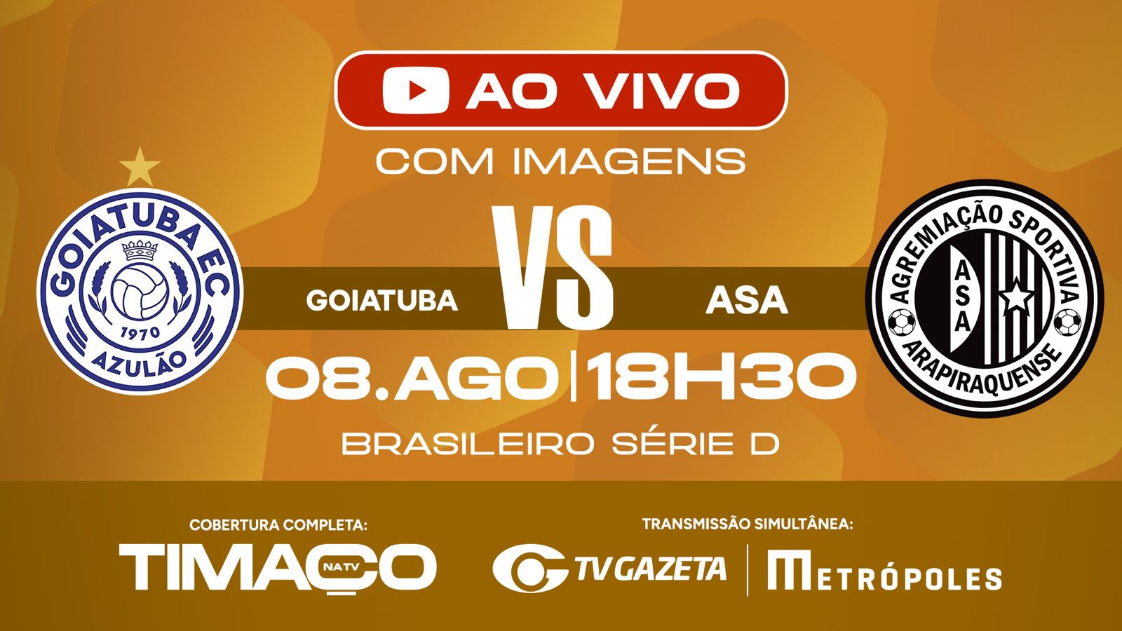 Transmissão ao vivo de Goiatuba x ASA: confira horário e onde assistir