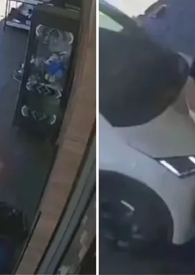 Motorista confunde pedais e prensa mulher contra a parede