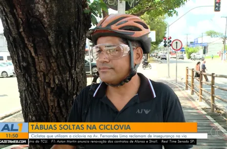 Ciclistas denunciam riscos causados por tábuas soltas em ciclovia da Fernandes Lima