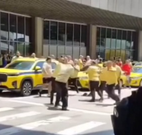 Quebra-pau em aeroporto: disputa por ponto de táxi termina em pancadaria