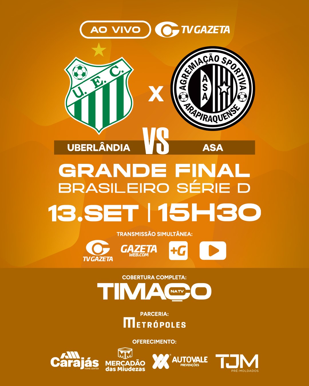 Uberlândia x ASA: onde assistir ao vivo, horário e transmissão da TV Gazeta de Alagoas