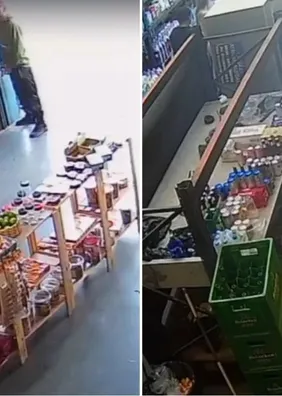 Menino se desespera e reza durante assalto a adega da família