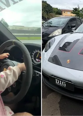 Porsche é apreendido após dono postar vídeos a 300 km/h e com filha no colo. Veja imagens