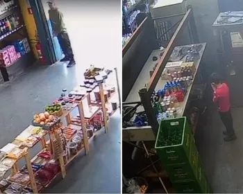 Menino se desespera e reza durante assalto a adega da família