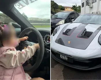 Porsche é apreendido após dono postar vídeos a 300 km/h e com filha no colo. Veja imagens