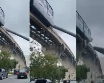 Trem do monotrilho atinge guindaste, que cai em avenida na zona leste de SP; assista