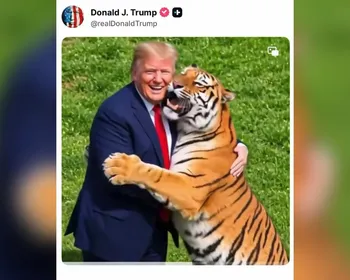 Trump posta vídeo de IA brincando com tigre após ataque fatal na Inglaterra