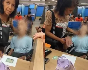 Câmeras mostram momento em que mulher circula com cadáver pelo banco