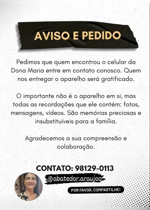 
				Família pede que devolvam celular de mulher morta em acidente
			
			