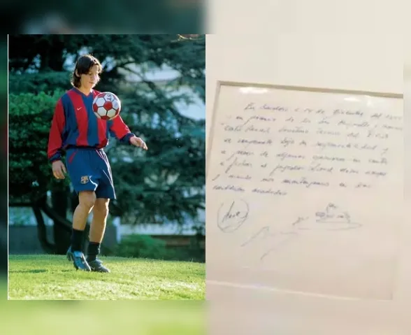 Guardanapo que Messi assinou pelo Barcelona vai a leilão por R$ 1,9 mi