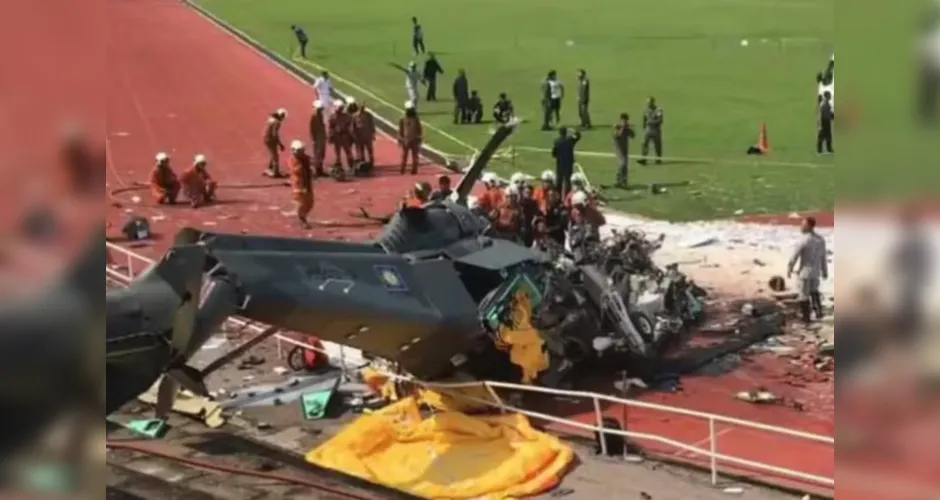 Helicópteros caíram em complexo esportivo, na Malásia