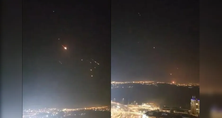 Explosões: domo israelense e caças interceptam drones do Irã. Video