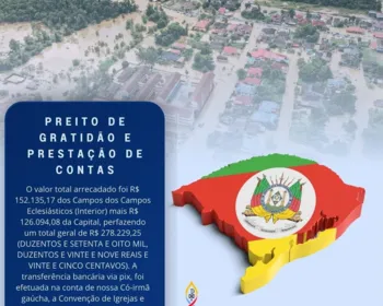 Assembleia de Deus em Alagoas envia R$ 278 mil arrecadados para o RS