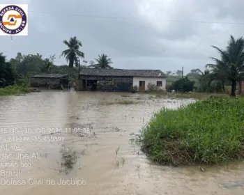Quarenta pessoas saem de casa após nível do rio Jacuípe subir