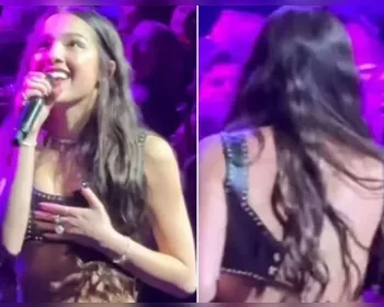 Olivia Rodrigo quase fica pelada após top abrir durante show