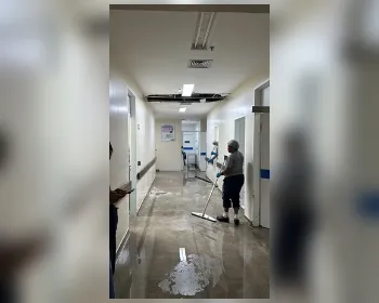 Vídeo: teto cede, corredor alaga, e hospital do DF suspende atividades