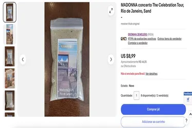 
			
				Areia do show de Madonna no RJ é vendida como item de colecionador
			
			