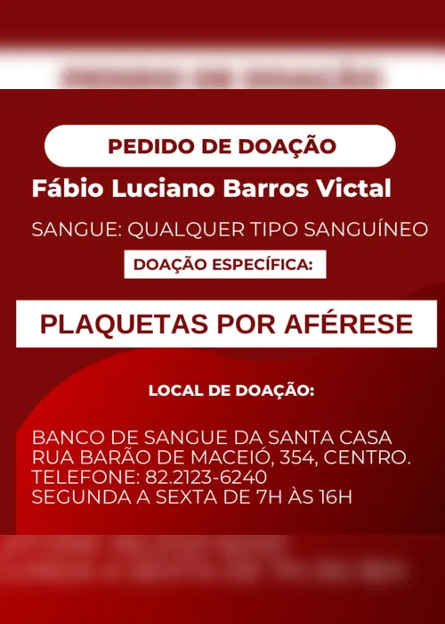 
			
				Família pede doação de sangue para paciente; veja como ajudar!
			
			