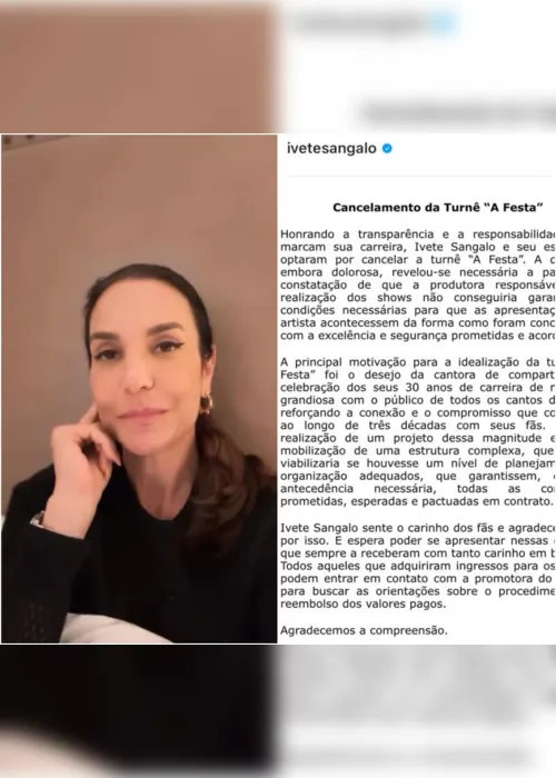 
			
				Ivete Sangalo explica cancelamento da turnê 'A Festa', de 30 anos
			
			