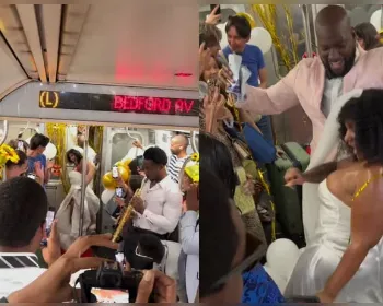 Sem dinheiro para festa, noivos se casam em vagão do metrô de NY