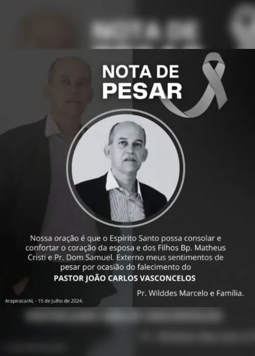 
				Ex-deputado e pastor João Carlos morre em Arapiraca
			
			