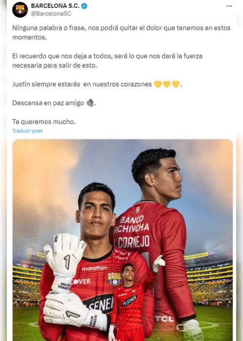 
			
				Goleiro do Barcelona-EQU morre, e jogo contra o Bragantino pode ser adiado
			
			