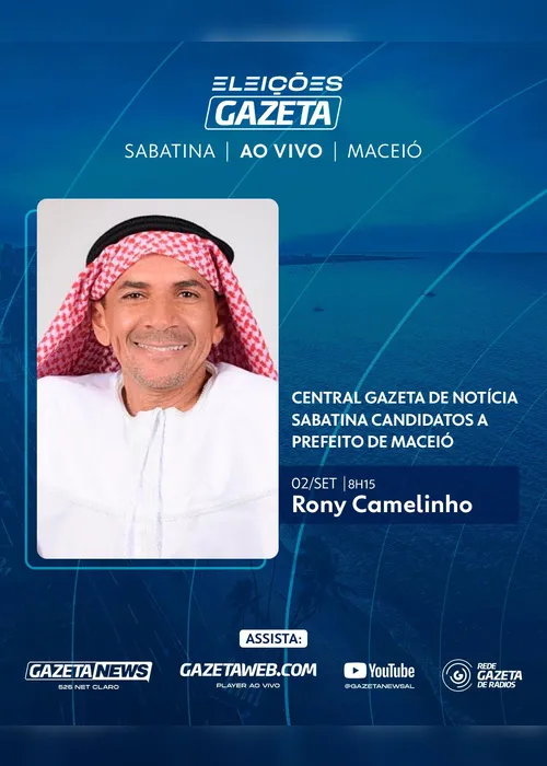 
			
				Rony Camelinho é o sabatinado desta segunda na Central Gazeta de Notícias
			
			