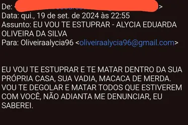 
			
				Candidata do PT vai à PF denunciar ameaça de estupro e morte em Maceió
			
			