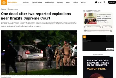
			
				Imprensa internacional repercute explosões na Praça dos Três Poderes
			
			