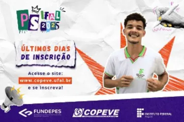 
			
				Inscrições para o Processo Seletivo 2025 do IFAL se encerram nesta quinta-feira (27)
			
			