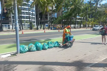 
			
				Mutirão recolhe grande quantidade de lixo horas após festa da virada do ano na orla
			
			