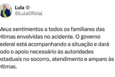 
			
				Lula lamenta tragédia na Serra da Barriga e diz que dará o apoio necessário
			
			