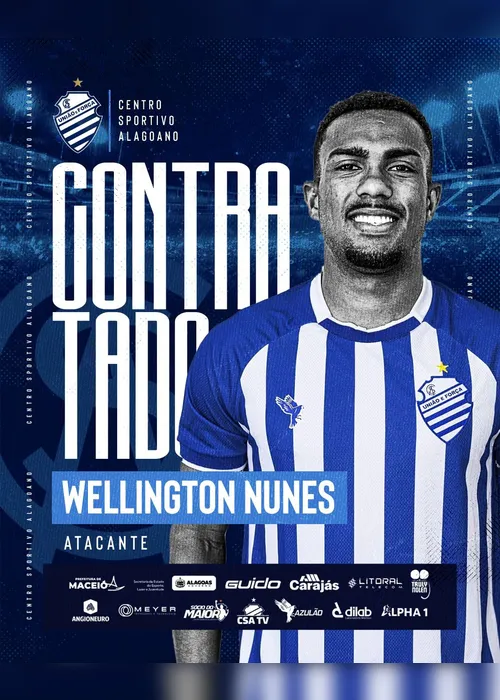 
			
				CSA oficializa a contratação dos atacantes Wellington Nunes e Guilherme Cachoeira
			
			