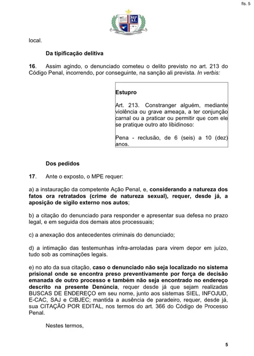 	Ministério Público denuncia Kel Ferreti por estupro de enfermeira em pousada de Cruz das Almas	