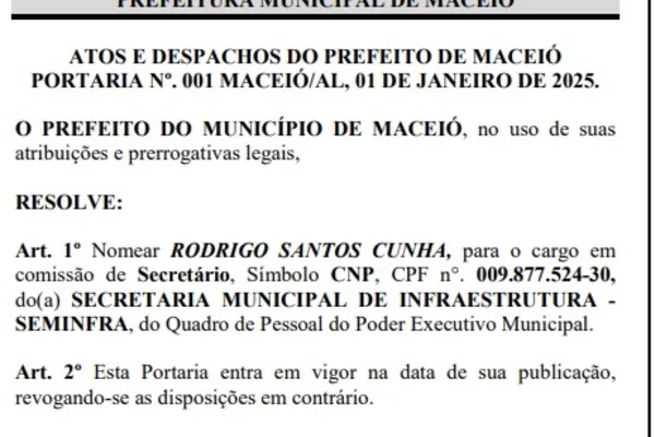 
			
				JHC nomeia sete secretários: Rodrigo Cunha é número um
			
			