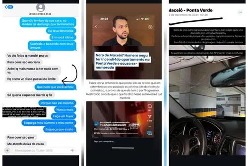 
				Mulher que teve apartamento incendiado na Ponta Verde expõe conversas com ex-namorado; leia relatos
			
			