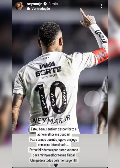 
			
				Neymar manda recado a torcedores após deixar jogo do Santos com dores
			
			