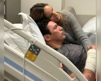 Lúcio posta nova foto ao lado da esposa após queimaduras no corpo