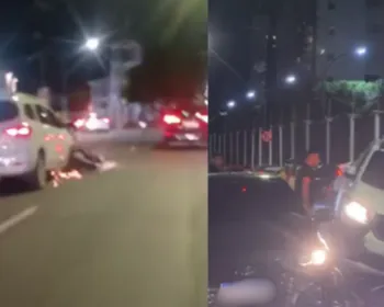 Vídeo mostra motociclista sendo arrastado por carro após colisão