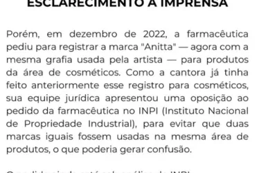 
			
				Assessoria de imprensa de Anitta nega que cantora queira mudar nome de vermífugo
			
			