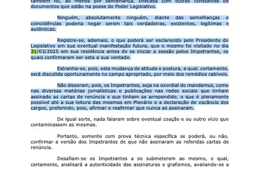 
				Presidente da Câmara diz que prefeito confirmou renúncia em sua casa e defende novas eleições
			
			